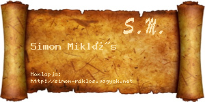 Simon Miklós névjegykártya