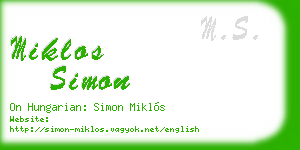 miklos simon business card